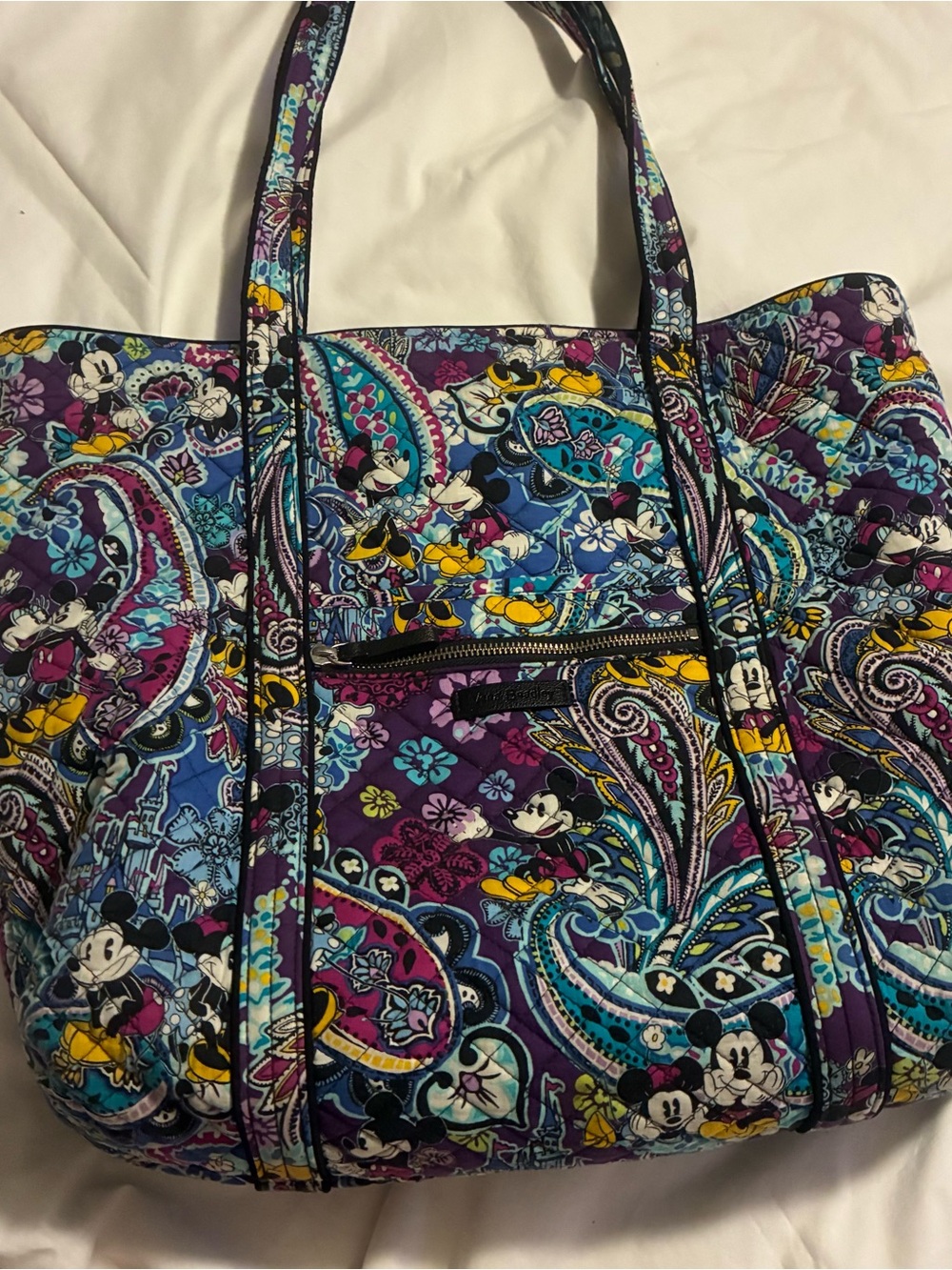 Vera Bradley Purple Paisley Mickey Quilted Tote Bag